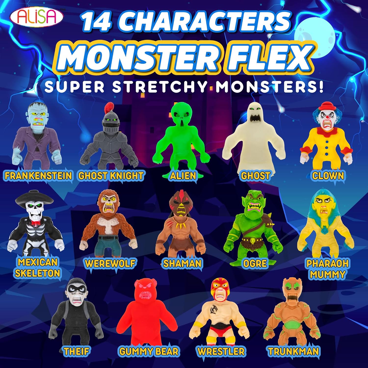Monster Flex – Juguetes elásticos para niños y niñas, juego de 2, monstruos elásticos espeluznantes, juguetes elásticos para niños, regalos de