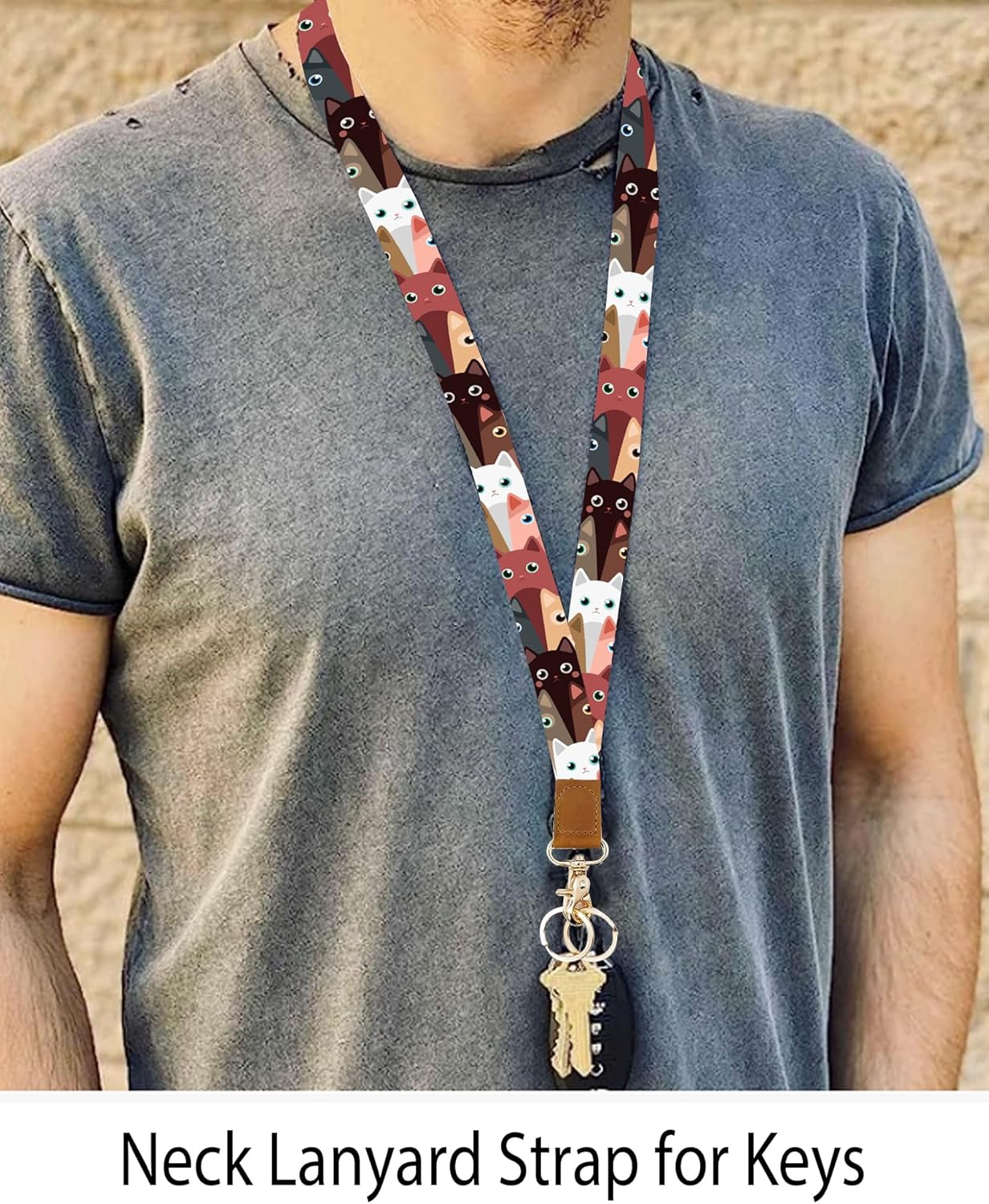Cordones para llaves, llavero largo duradero para mujeres y hombres, lindo cordón para el cuello para soporte de tarjetas de identificación,