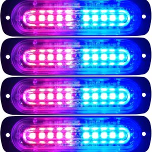 Paquete de 4 luces LED estroboscópicas ultra delgadas de 4.4 pulgadas, 10 luces LED estroboscópicas de montaje en superficie (rojoazul) Paquete de 4 luces LED estroboscópicas ultra delgadas de 4.4 pulgadas, 10 luces LED estroboscópicas de montaje en superficie (rojoazul)