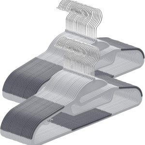 Paquete de 50 perchas de plástico para abrigos, perchas resistentes para pantalones, perchas para trajes que ahorran espacio con apertura en forma Paquete de 50 perchas de plástico para abrigos, perchas resistentes para pantalones, perchas para trajes que ahorran espacio con apertura en forma