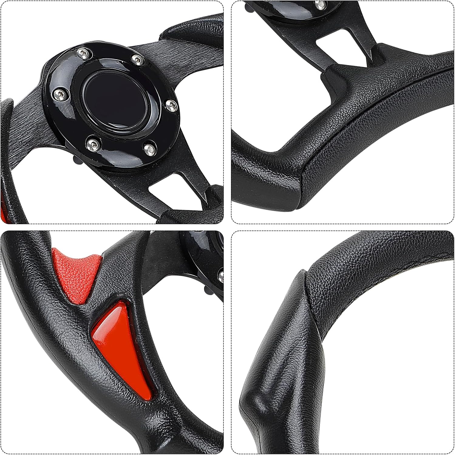 Roykaw Volante de carrito de golf de 12.5 pulgadas O.D Racing Style Volante compatible con EZGO RXVTXTMedalist, Club Car DSPrecedentTempo, Yamaha