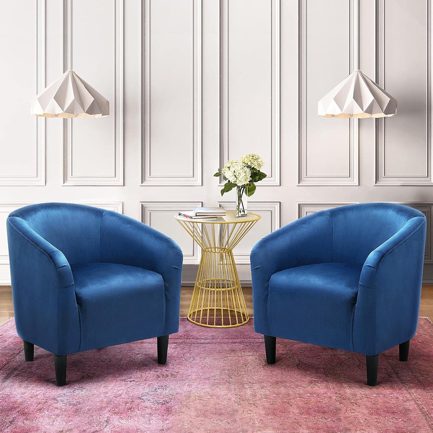 Topeakmart Silla decorativa de terciopelo, cómoda y moderna silla de club de terciopelo con reposabrazos y patas resistentes para sala de