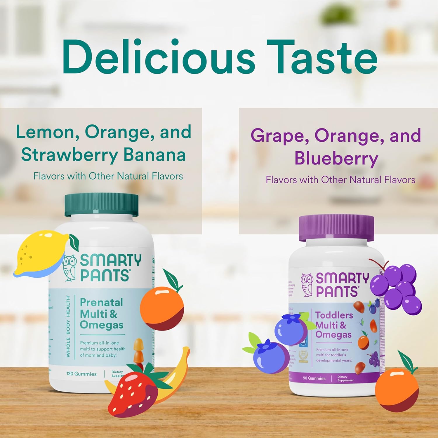 SmartyPants Paquete de gomitas multivitamínicas prenatales y para niños pequeños aceite de pescado Omega 3 (EPADHA), biotina, metilfolato, vitamina