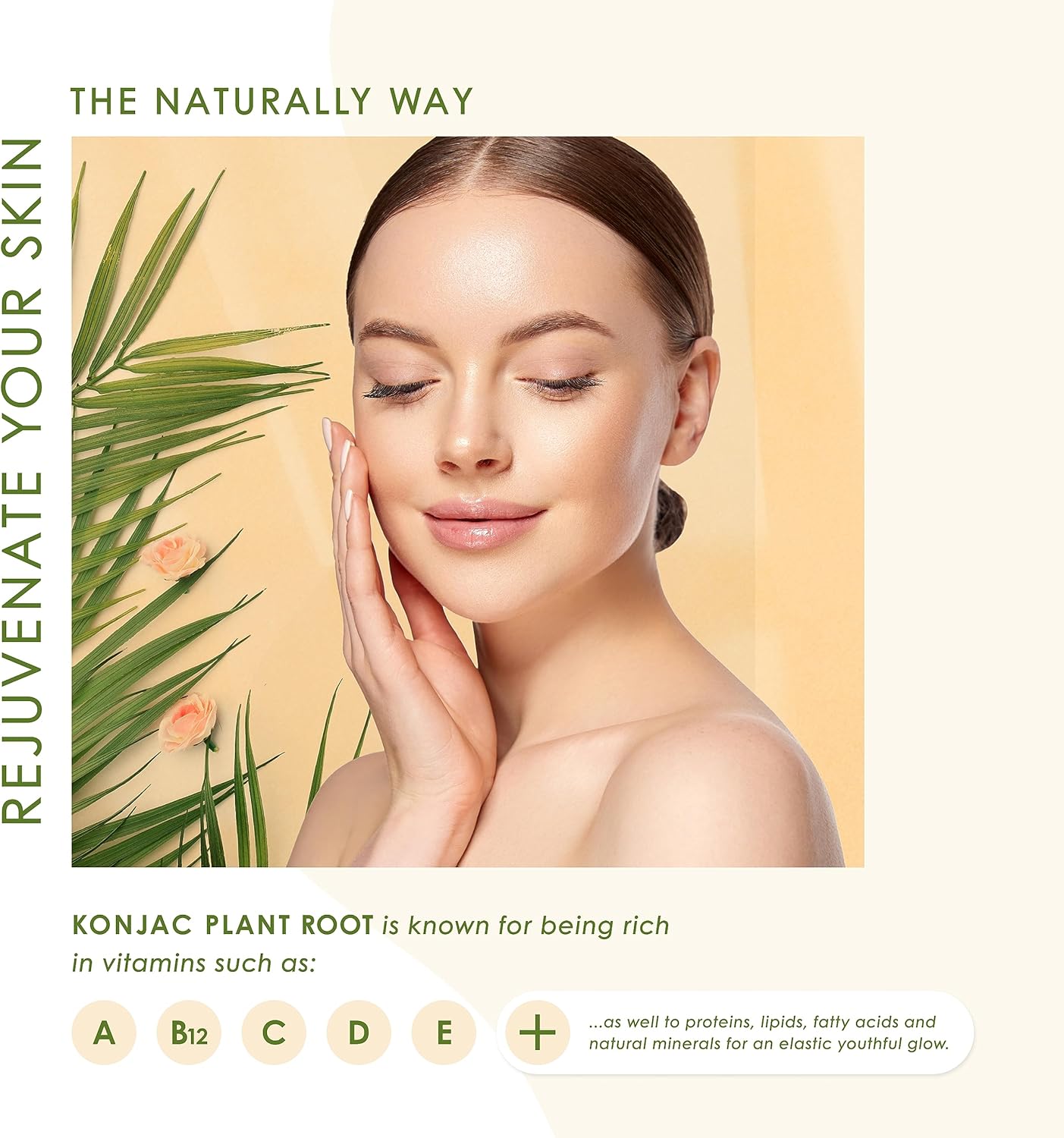 Konjac – Esponja facial (paquete de 4)  100% natural y libre de tintes  No tóxica  Biodegradable  Ecológica  Embalaje sin plástico