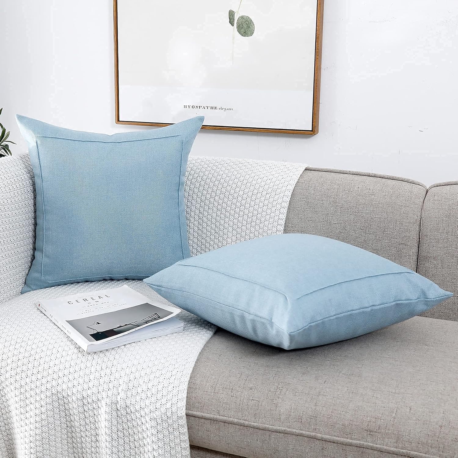 Jepeak – Fundas de cojín de arpillera, paquete de 2 fundas de almohada cuadradas sólidas, gruesas y decorativas para el sofá o sillón, estilo casa