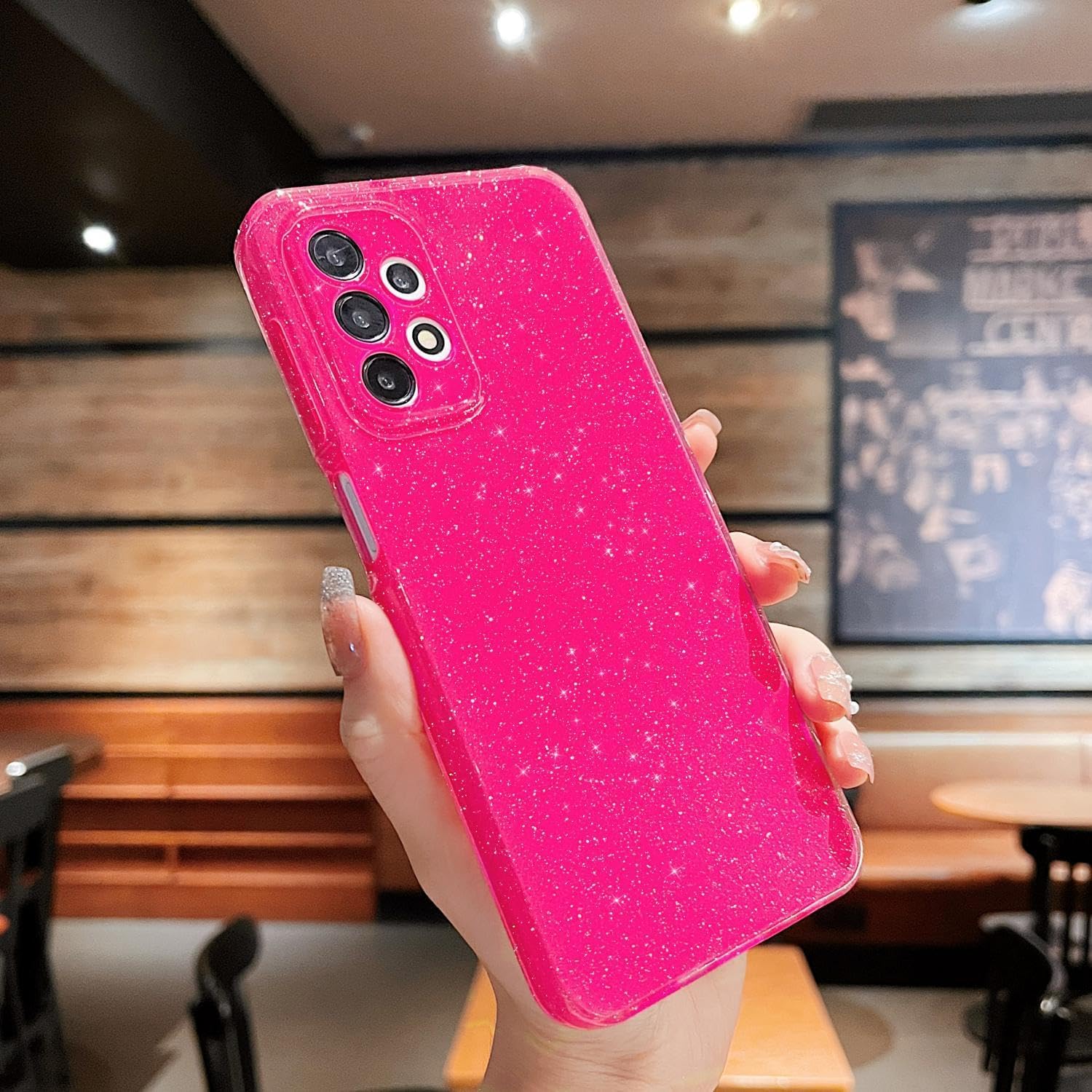 MINSCOSE Funda compatible con Samsung Galaxy A23 5G, bonita funda delgada con purpurina fina, a prueba de golpes, de TPU para mujeres y niñas, para