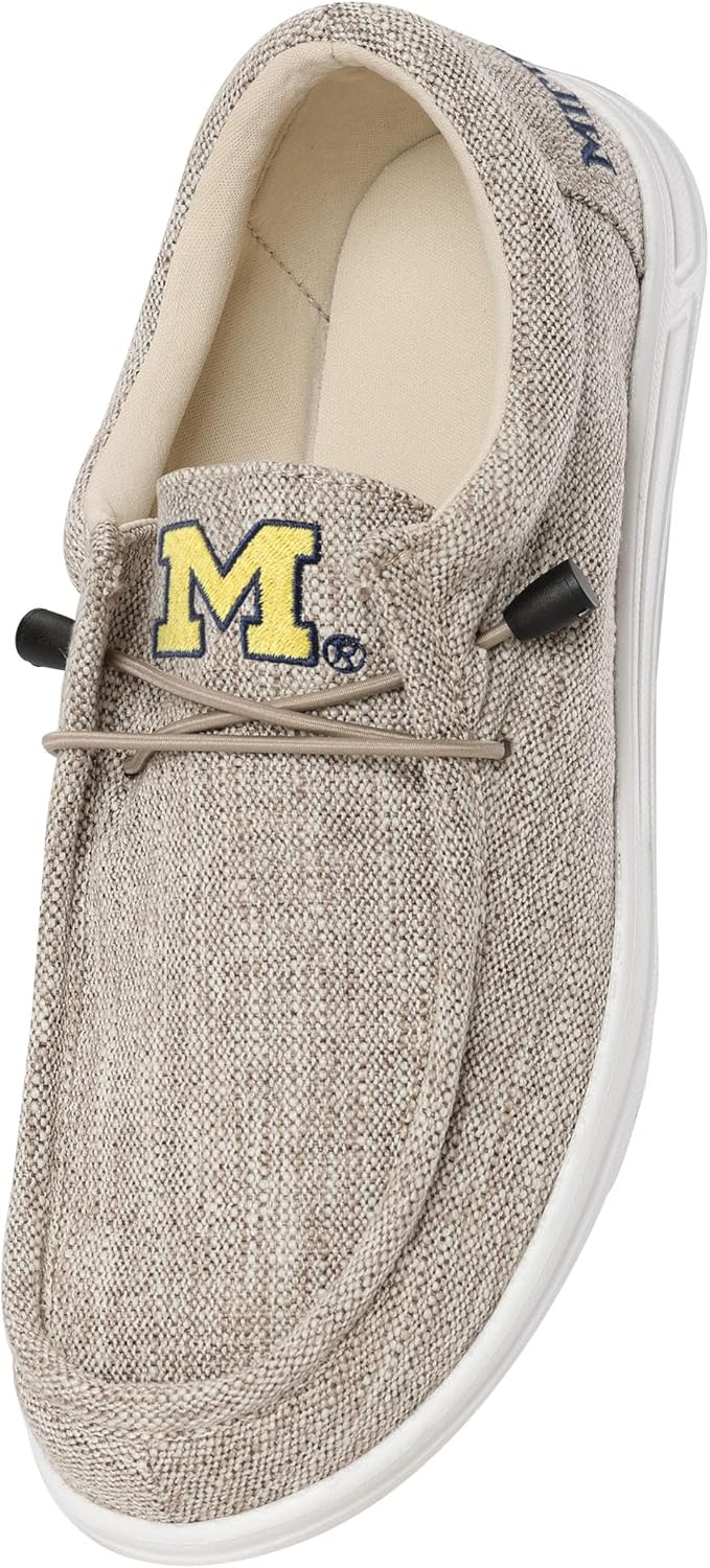 FOCO Men’s NCAA College Team Logo Lightweight Loafers Lace Up Cotton Knit Shoes