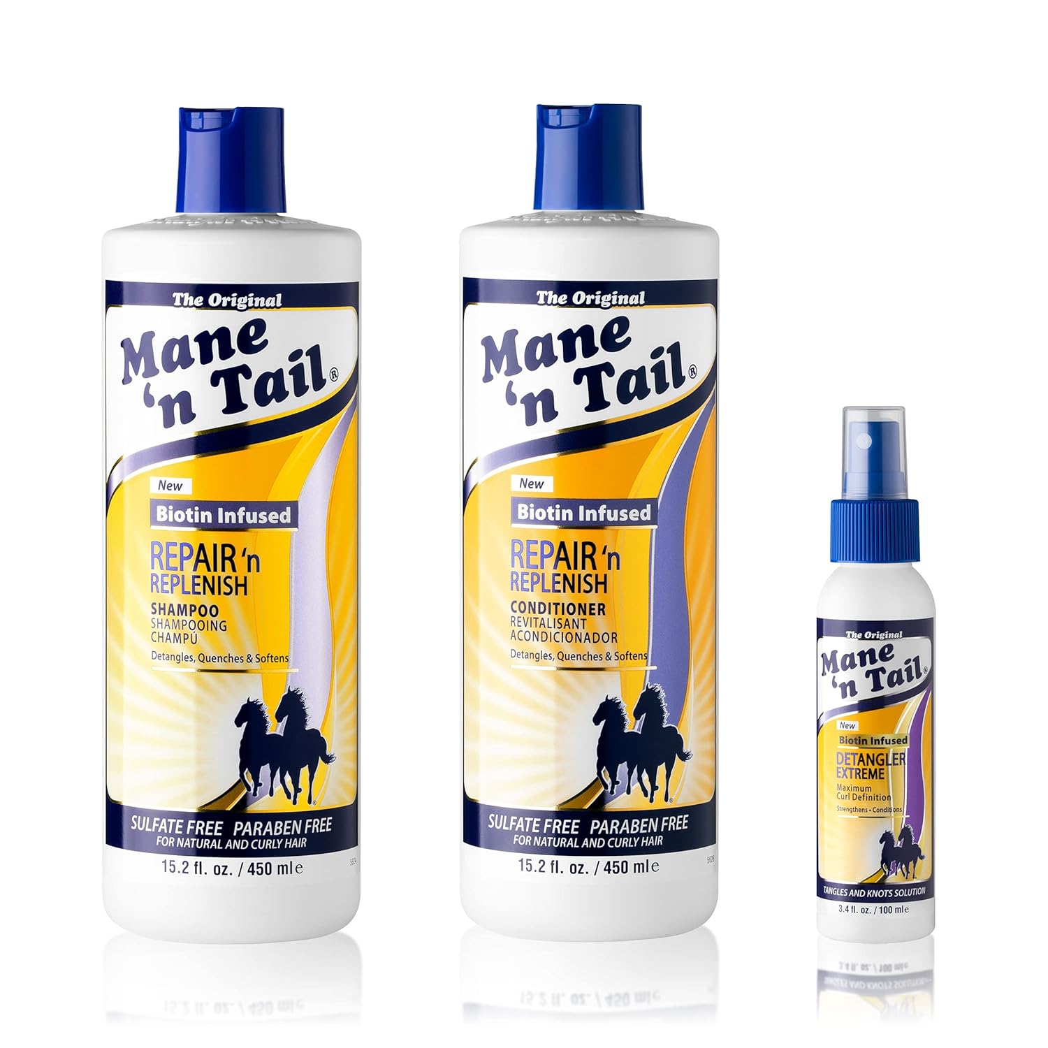 Mane ‘n Tail Sistema de limpieza y reposición suave sin sulfato para rizos de cabello natural y rizado fórmula vegana (15.2 juegos con desenredante)