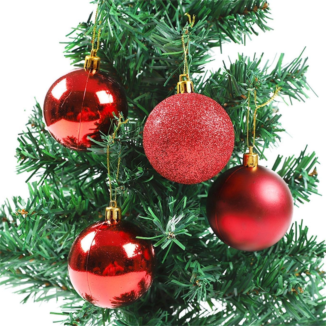 24 adornos para árbol de Navidad, mini bolas de Navidad, pequeñas bolas de plástico inastillables para vacaciones, bodas, fiestas, decoración