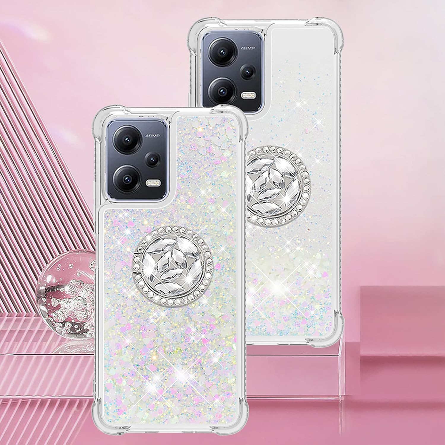 CCSmall Funda brillante transparente brillante con purpurina para Xiaomi Redmi Note 12 5G (no 4G), cubierta de arena movediza líquida fluida con