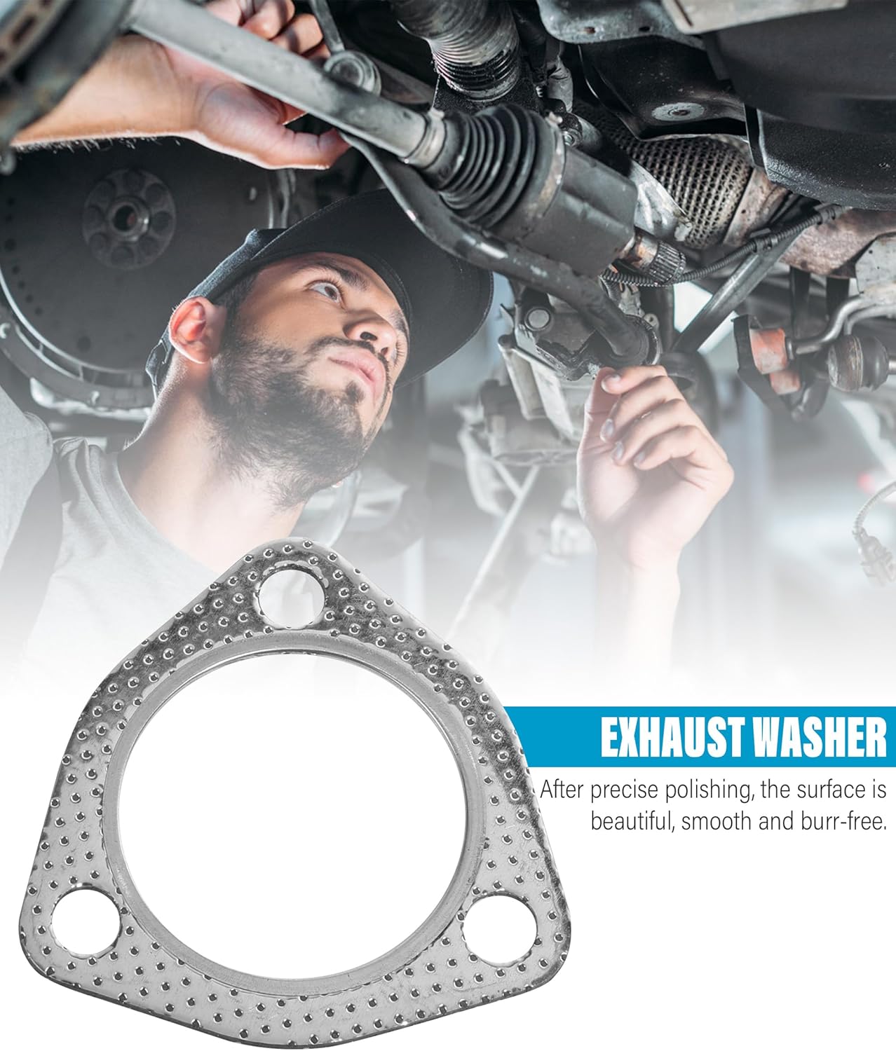 2 juntas de escape, junta de tubo de escape, 3 pernos MLSG de alta temperatura de 3 pulgadas con anillo de fuego SS, accesorios de automóvil, junta