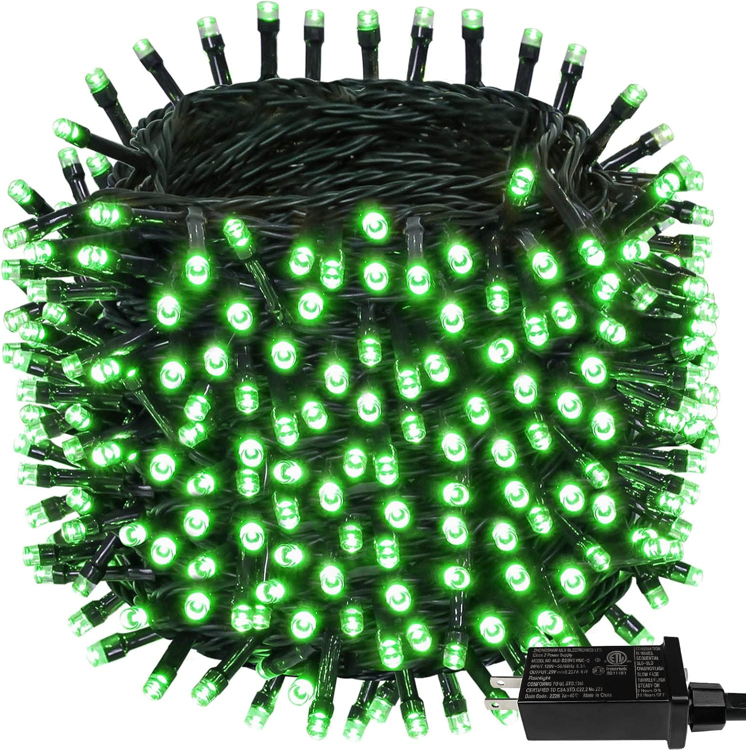 Tira de luces extralargas de 95 pies de 240 luces LED de alambre verde para exterioresinteriores, luces de árbol de Navidad con 8 modos, tira de