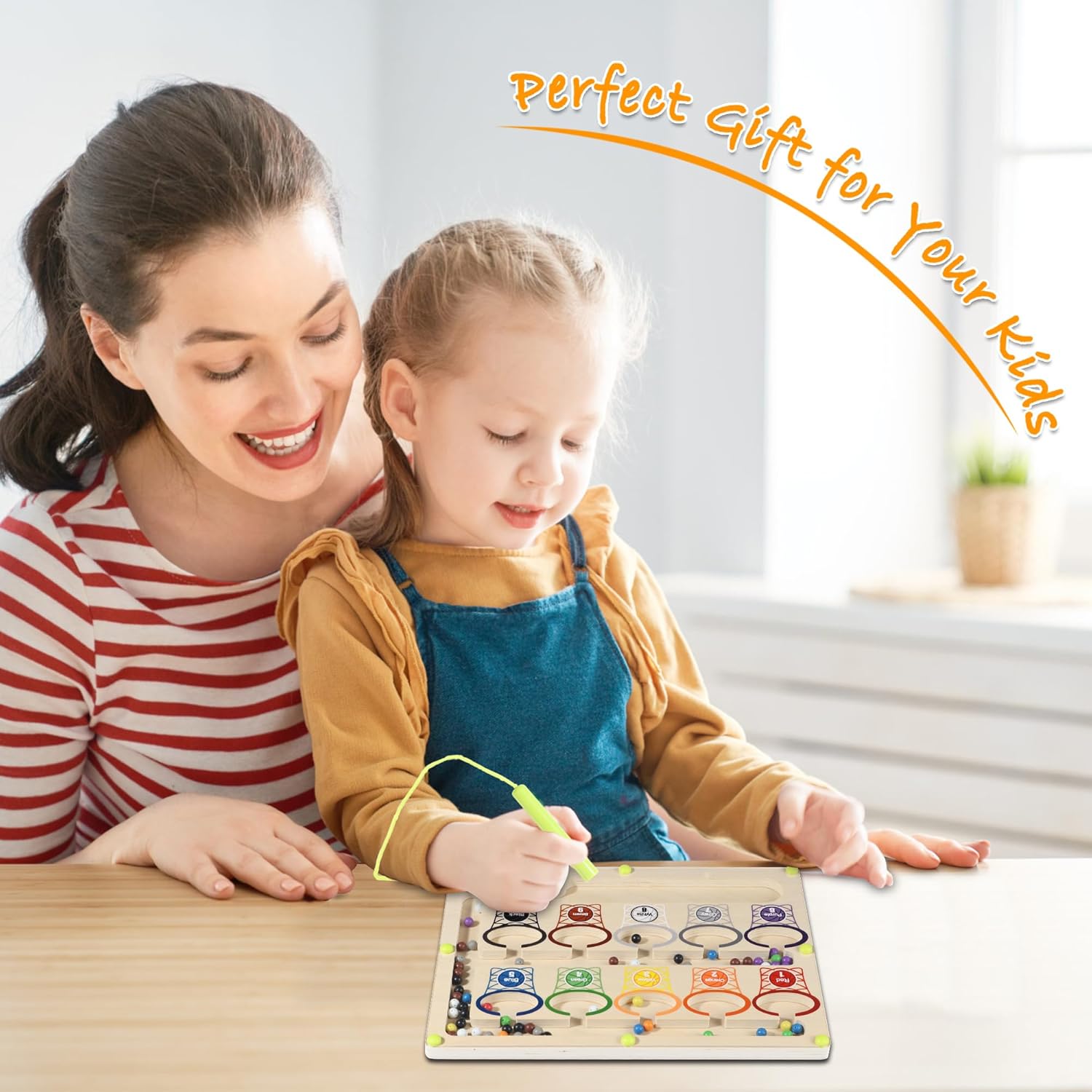 BIU Juguetes Montessori con números de color magnéticos, rompecabezas de madera con imán de madera, juegos de mesa, juguetes de conteo,