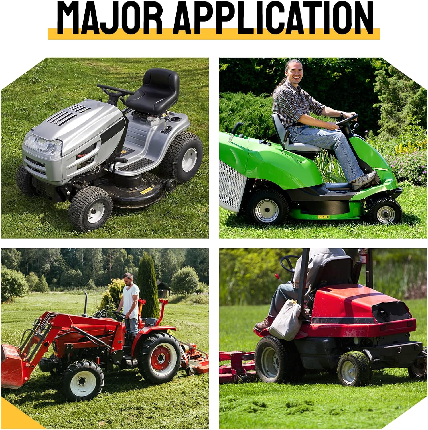 AutoForever Paquete de 2 neumáticos de césped de 16 x 6.50-8 de 4 capas, sin cámara, compatibles con tractor de jardín de 16 x 6.5 x 8 pulgadas