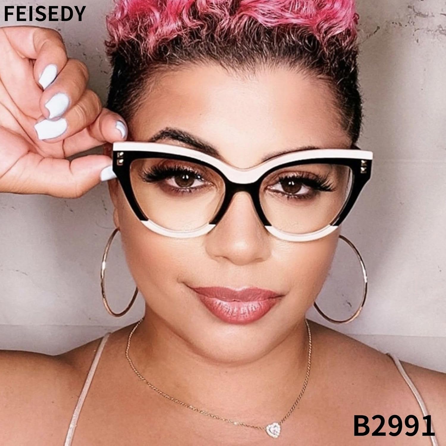 FEISEDY Gafas de lectura de ojo de gato de gran tamaño para mujer, estilo vintage, bloqueo de luz azul, antifatiga ocular B2991
