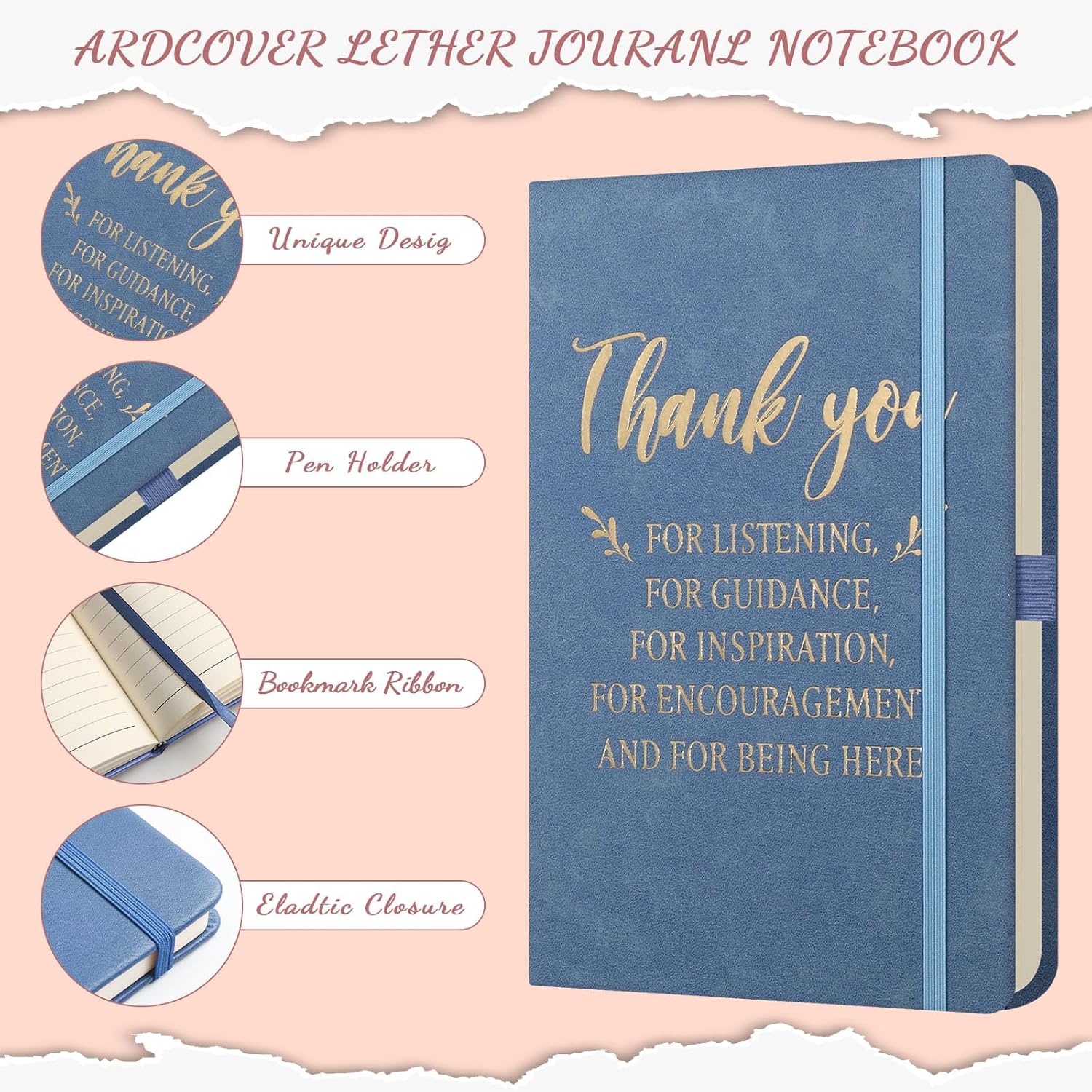 20 cuadernos de cuero de agradecimiento, regalos de Navidad para empleados, compañeros de trabajo, cuadernos inspiradores para el equipo, hombres,