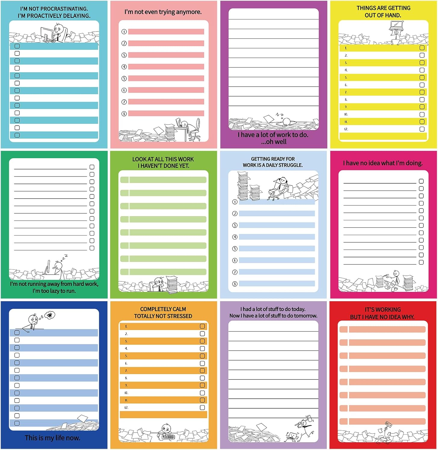 Yeaqee 12 blocs de notas divertidos para compañeros de trabajo, divertidos bloc de notas sarcásticos, bloc de notas divertido para lista de tareas,