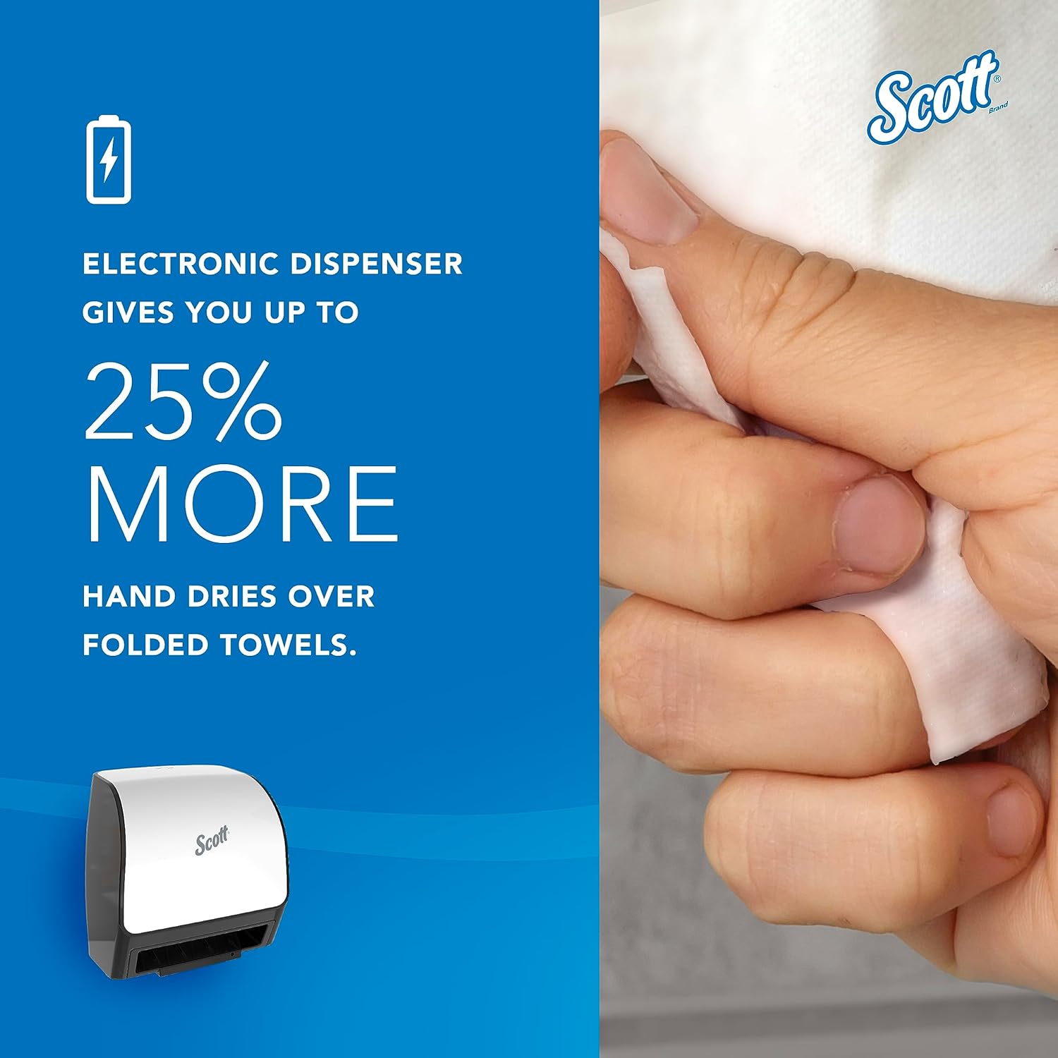 Scott Dispensadores automáticos de toallas Slimroll (47259), blanco, para toallas Slimroll Orange Core Scott, 11.8 x 12.35 x 7.25 pulgadas (1 unidad)