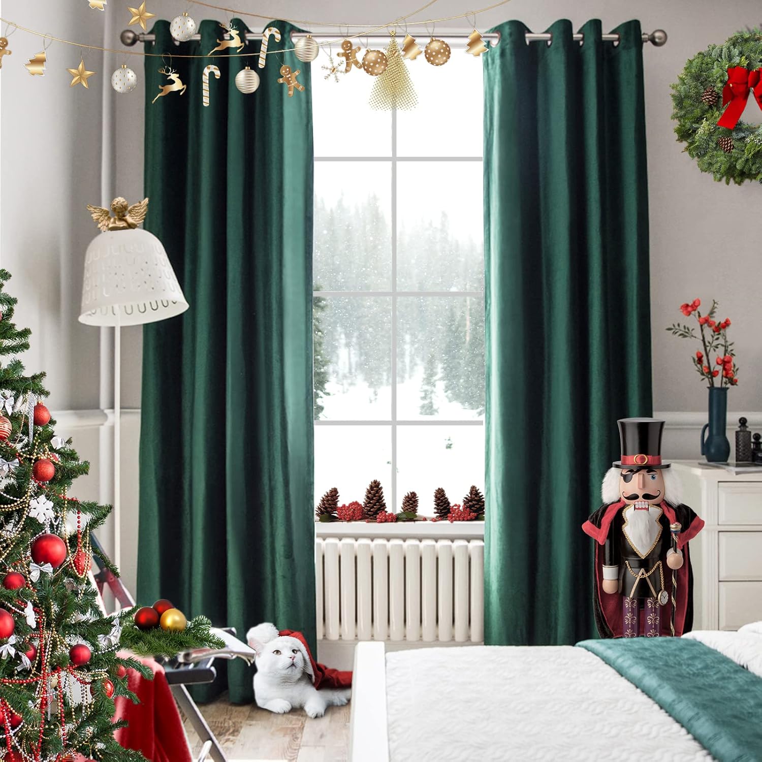 Melodieux Cortinas de terciopelo 100% opacas para dormitorio, sala de estar, súper suaves, cortinas con aislamiento térmico con forro negro, 52 x 84