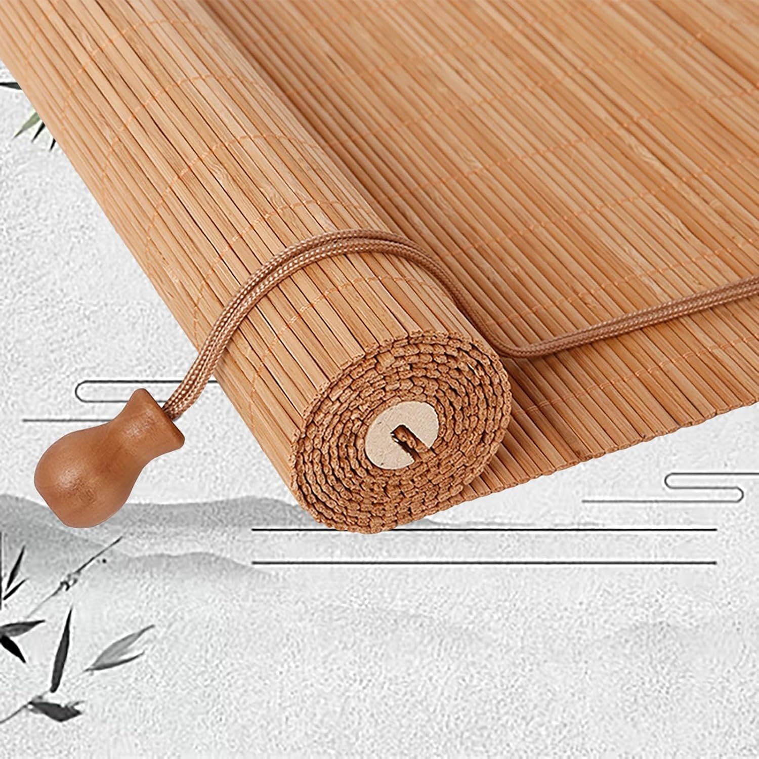 Persianas de bambú de bambú para exteriores, persianas enrollables de bambú para ventanas, persianas de bambú para patio, sin cordones para porche,