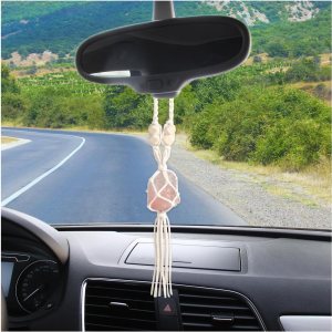 Ziciner Colgante hecho a mano para espejo retrovisor de coche con sal del Himalaya, accesorios colgantes para automóvil, decoración colgante Ziciner Colgante hecho a mano para espejo retrovisor de coche con sal del Himalaya, accesorios colgantes para automóvil, decoración colgante