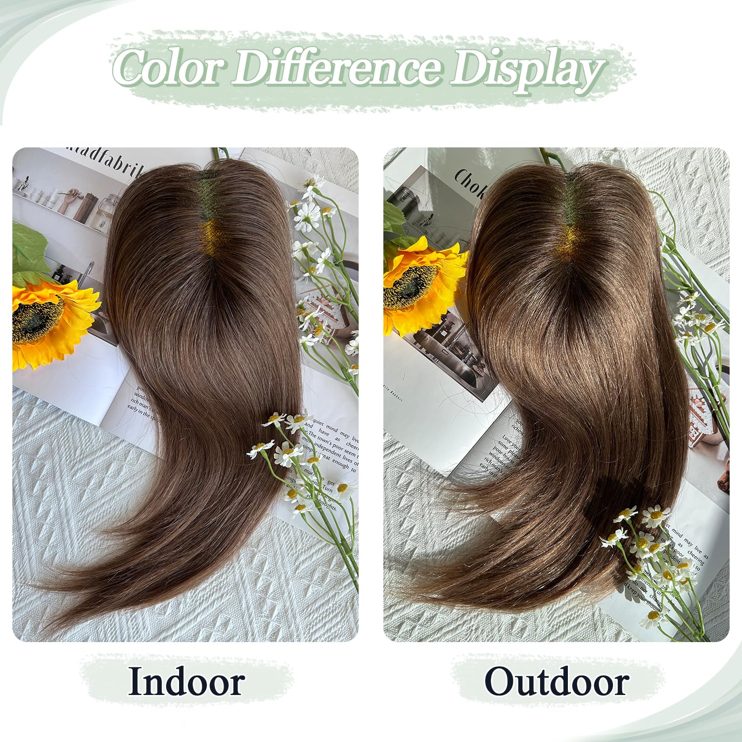 UDU Toppers para el cabello para mujer, piezas de cabello humano real para mujeres con cabello fino, reflejos degradados, piezas de cabello para