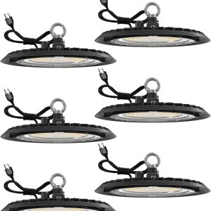 Sunco Lighting Paquete de 6 luces LED UFO de alta bahía, iluminación Plug & Play para almacén, luz diurna de 5000 K, 150 W, cable de alimentación Sunco Lighting Paquete de 6 luces LED UFO de alta bahía, iluminación Plug & Play para almacén, luz diurna de 5000 K, 150 W, cable de alimentación