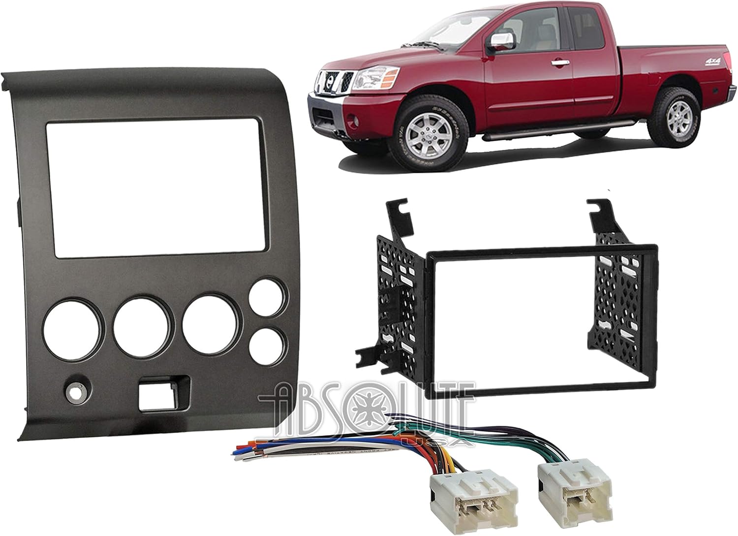 Absolute USA ABS99-7406 – Arnés estéreo doble DIN para Nissan Titan 2004-2005, kit de instalación de tablero de radio