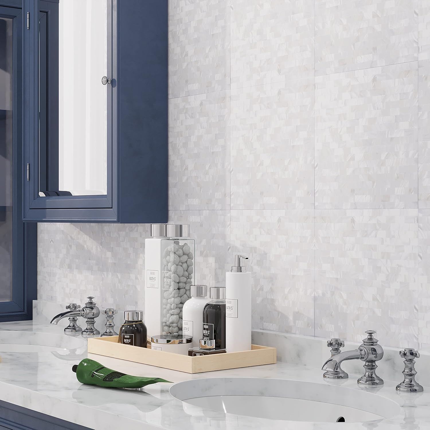 Avant Decor  8 azulejos  Azulejos de mosaico de nácar  Azulejos de cocina para despegar y pegar  Azulejos de pared para pegar  Fácil instalación