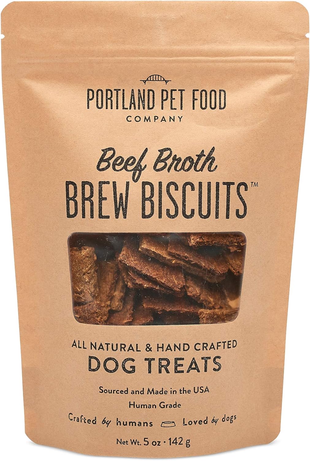 CRAFTED BY HUMANS LOVED BY DOGS Portland Pet Food Company – Golosinas para perros con caldo de carne (1 paquete, bolsa de 5 onzas), totalmente