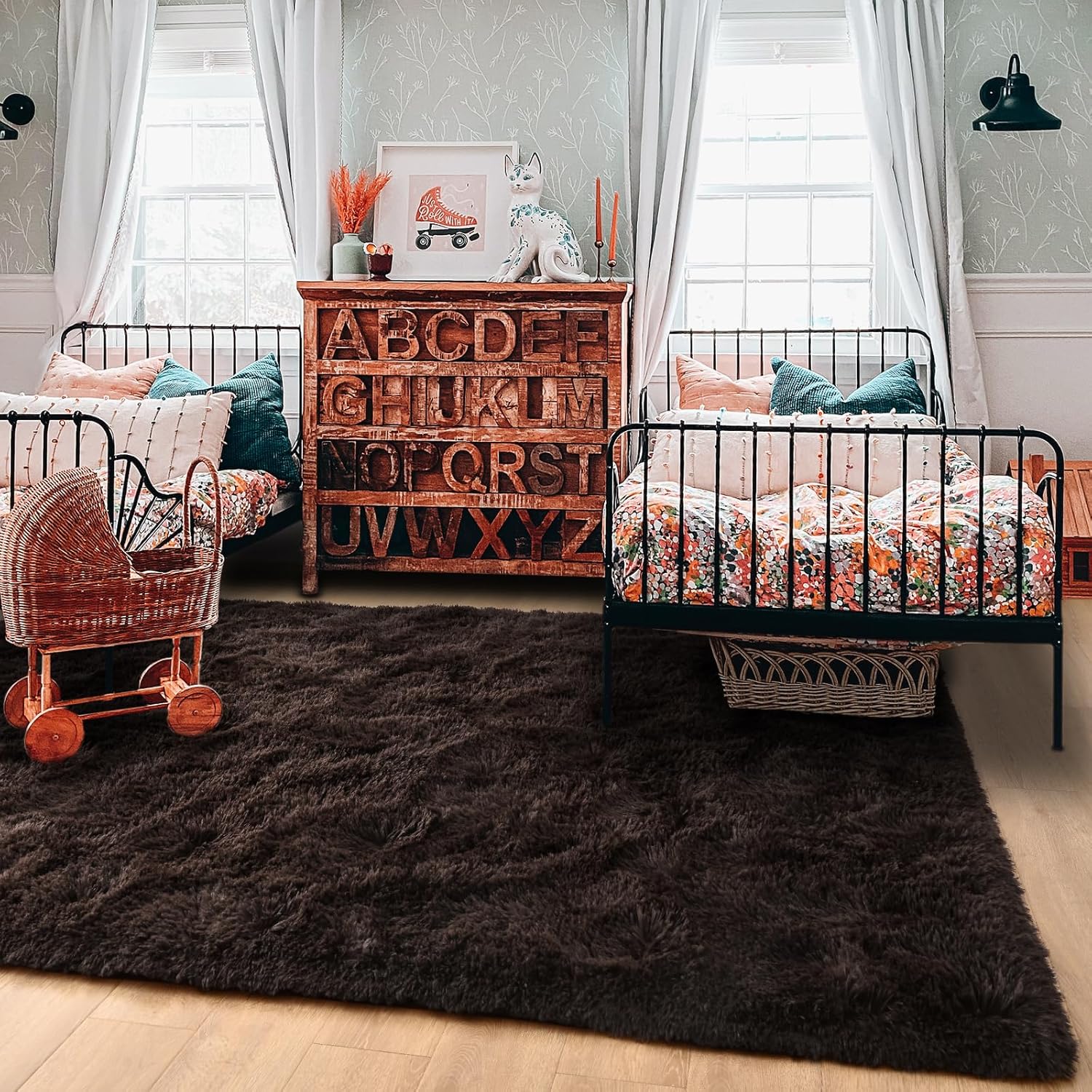 HOMORE Alfombra mullida de lujo para área, moderna, para dormitorio, sala de estar, alfombra súper suave y cómoda, lindas alfombras para niños,