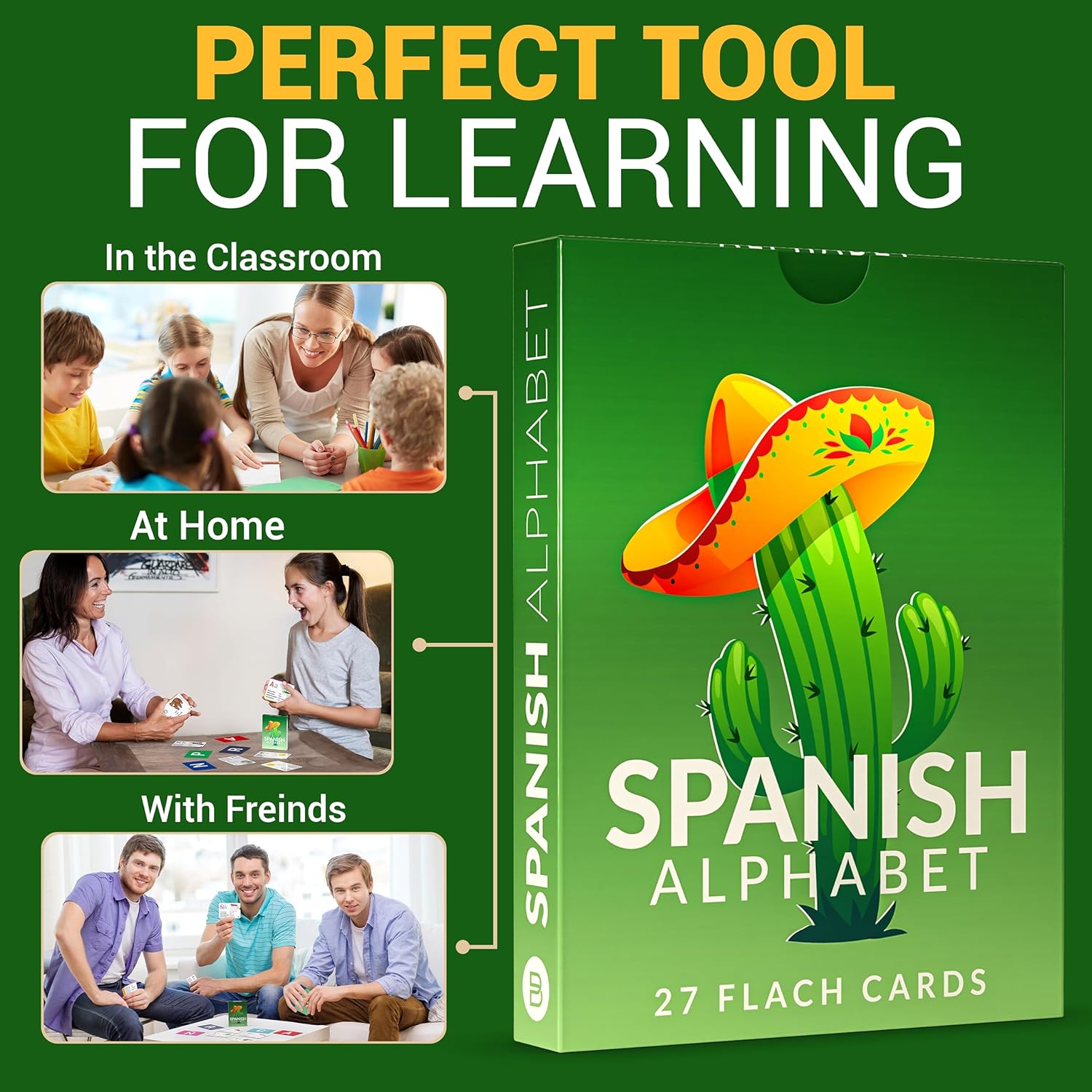 Briston Tarjetas flash del alfabeto español  27 recursos educativos de aprendizaje de idiomas con imágenes para palabras de memoria  Juego divertido