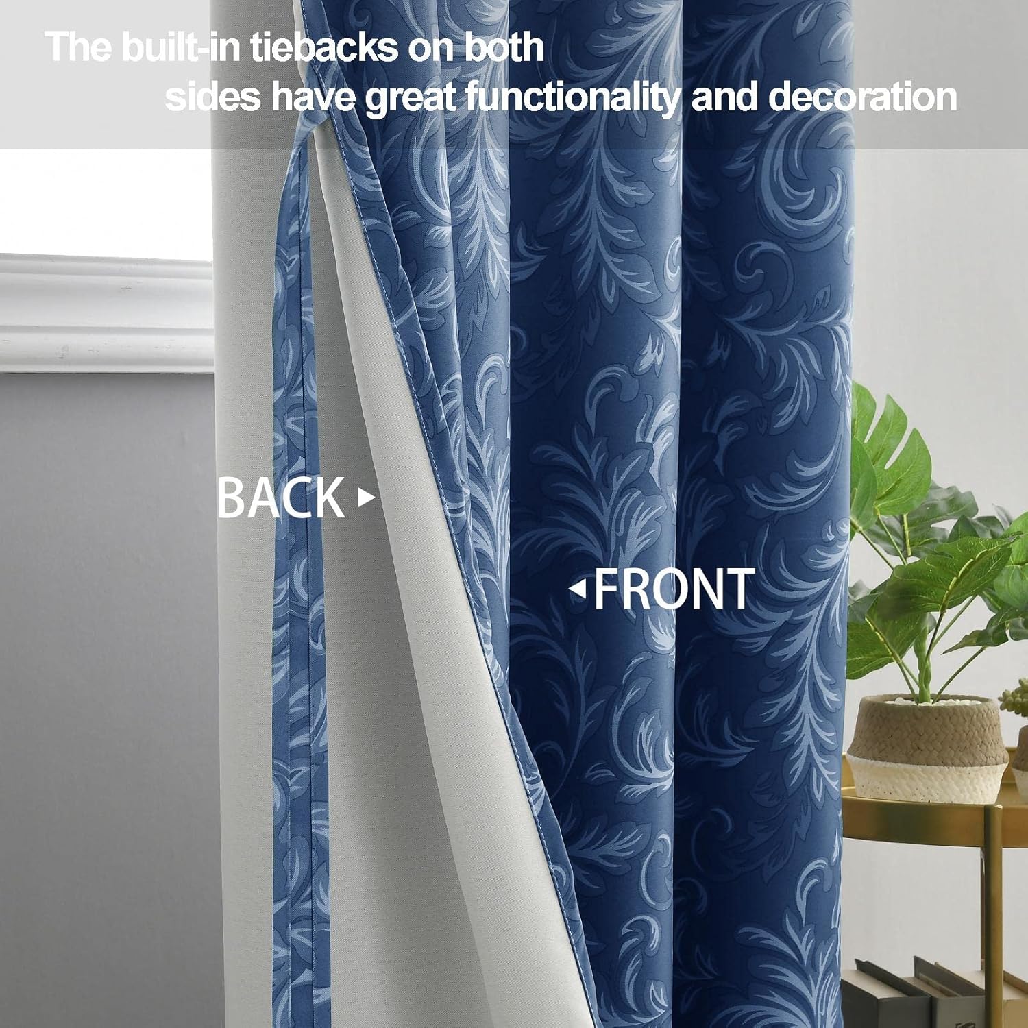 JIUZHEN París – Cortinas de damasco con estampado de cachemira para sala de estar, aislamiento térmico, reducción de ruido, patrón floral, con