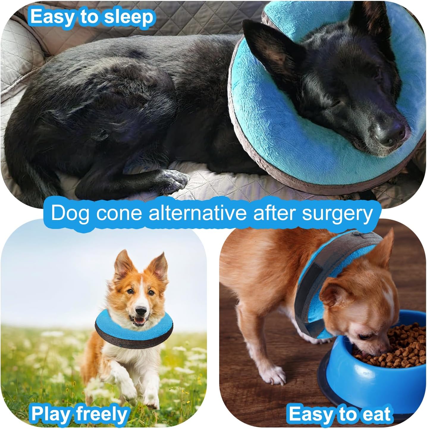 Collar de cono para perro para después de la cirugía, cono inflable para perro, suave protector para perro, cuello de dona, collar alternativo para