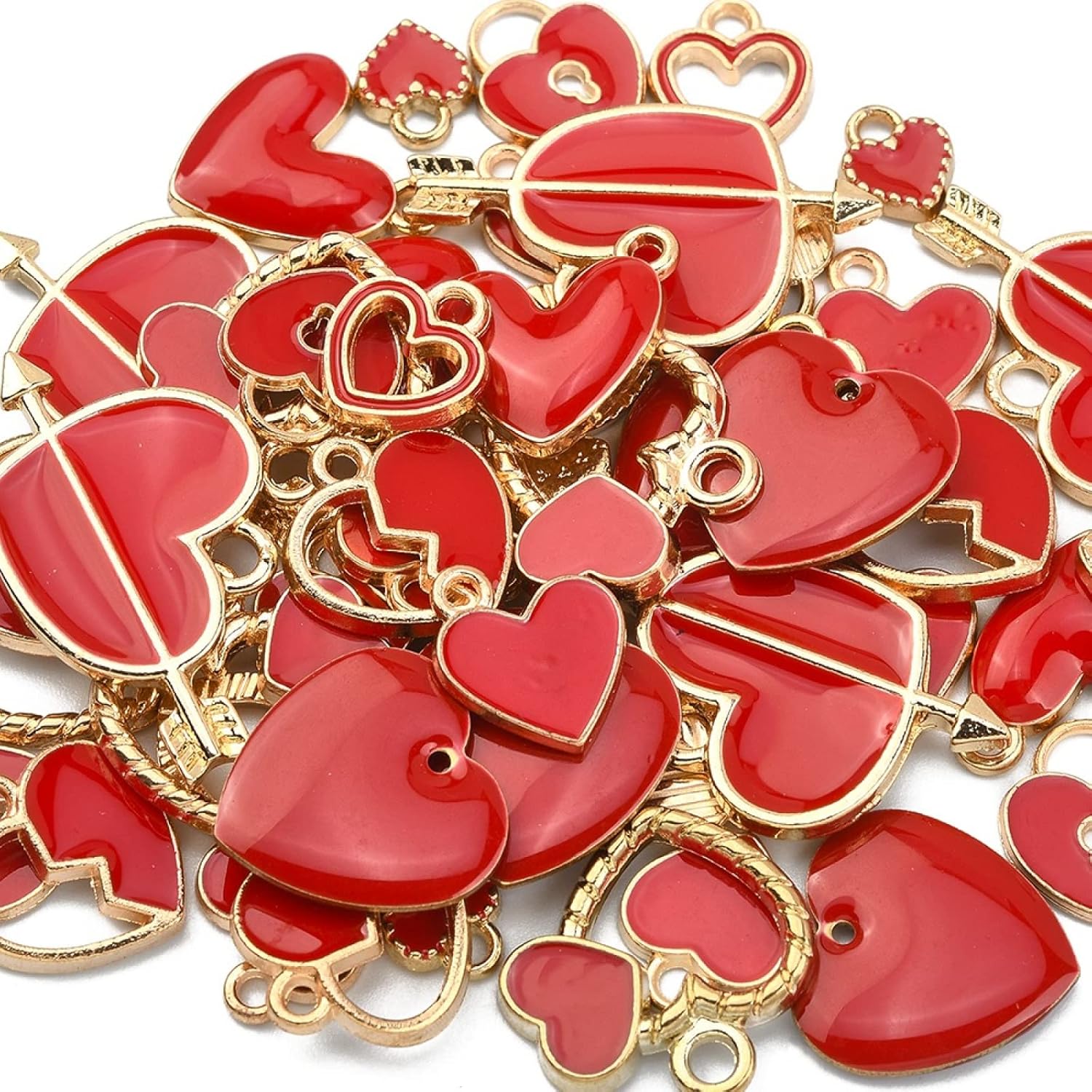 KitBeads Dijes de corazón de estilos mixtos con forma de corazón de dibujos animados para hacer pulseras a granel