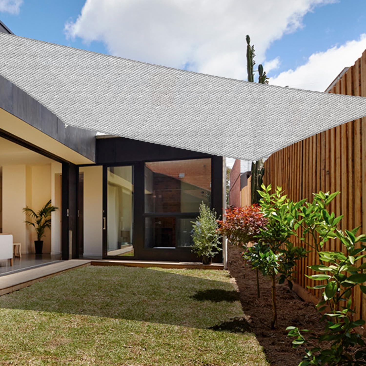 Coarbor Toldo cuadrado color gris claro de 16 x 16 pies, resistente al sol, resistente al sol, grado comercial, para patio, cochera