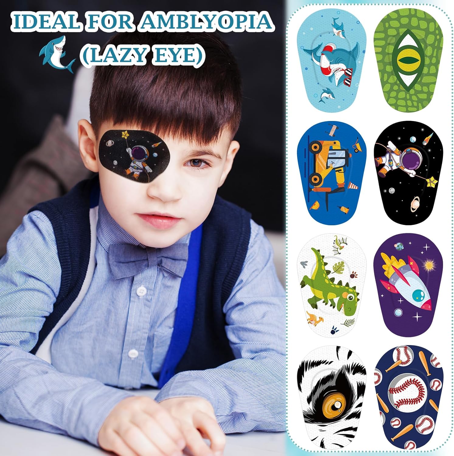 Siifert 80 parches adhesivos para los ojos para niños, sin látex, bonitos vendajes adhesivos para ambliopía, almohadilla desechable para los ojos,