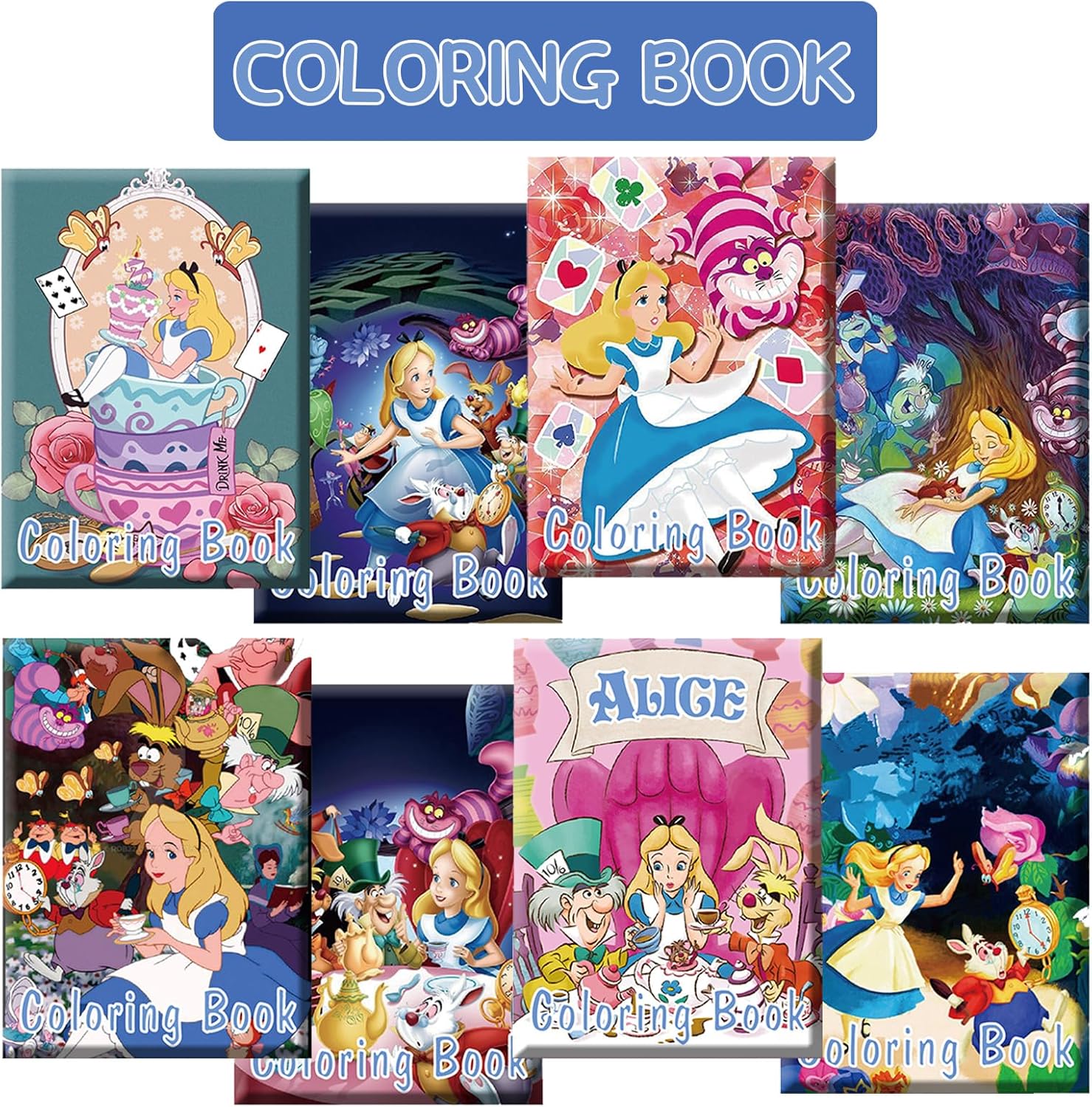 Juego de 24 libros para colorear de Alicia en el país de las maravillas a granel para niñas y niños, mini libro de dibujo de bricolaje para Alicia