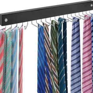 Soporte para corbatas montado en la pared, corbata, cinturón y bufanda, 20 ganchos, organizador de corbata y cinturón Soporte para corbatas montado en la pared, corbata, cinturón y bufanda, 20 ganchos, organizador de corbata y cinturón