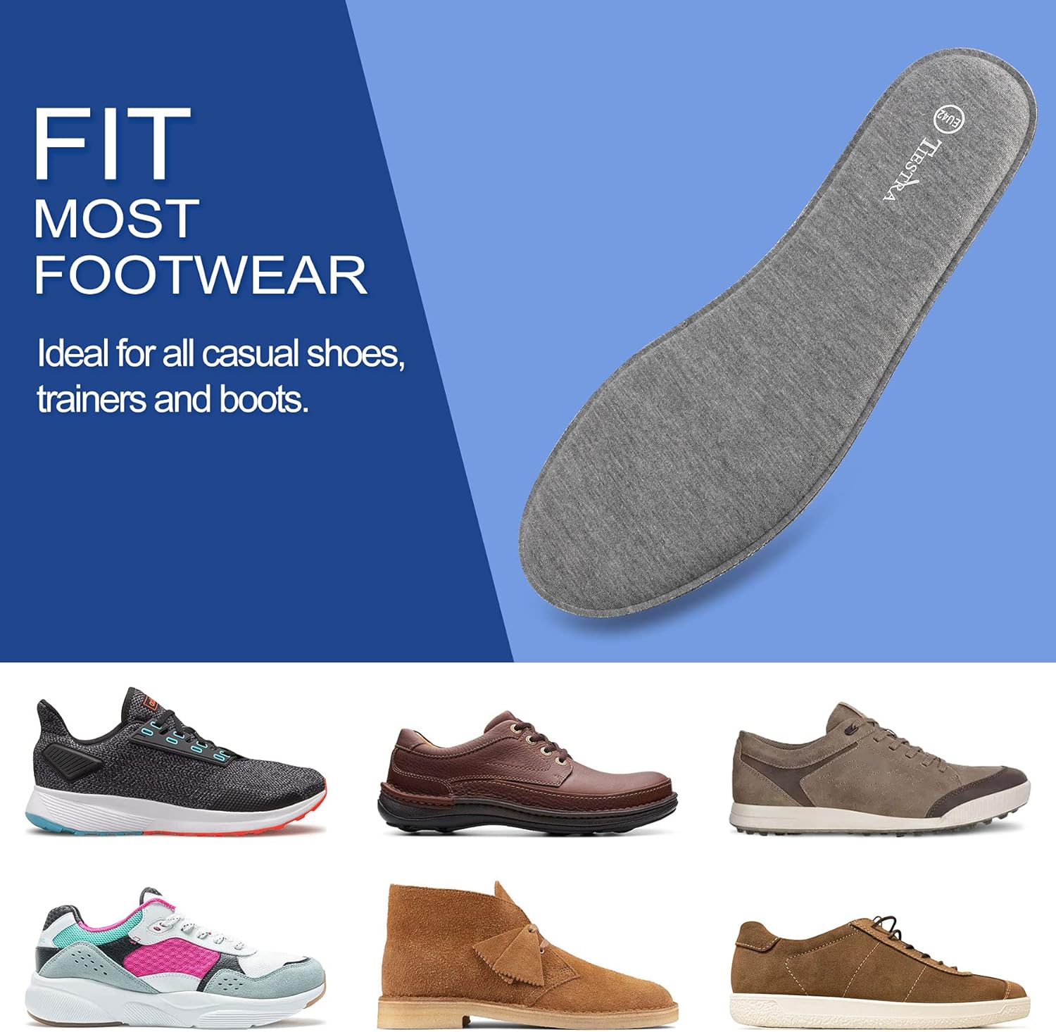 2 pares de plantillas de espuma viscoelástica para hombre, plantillas de repuesto para botas de trabajo, zapatos de correr, amortiguadores