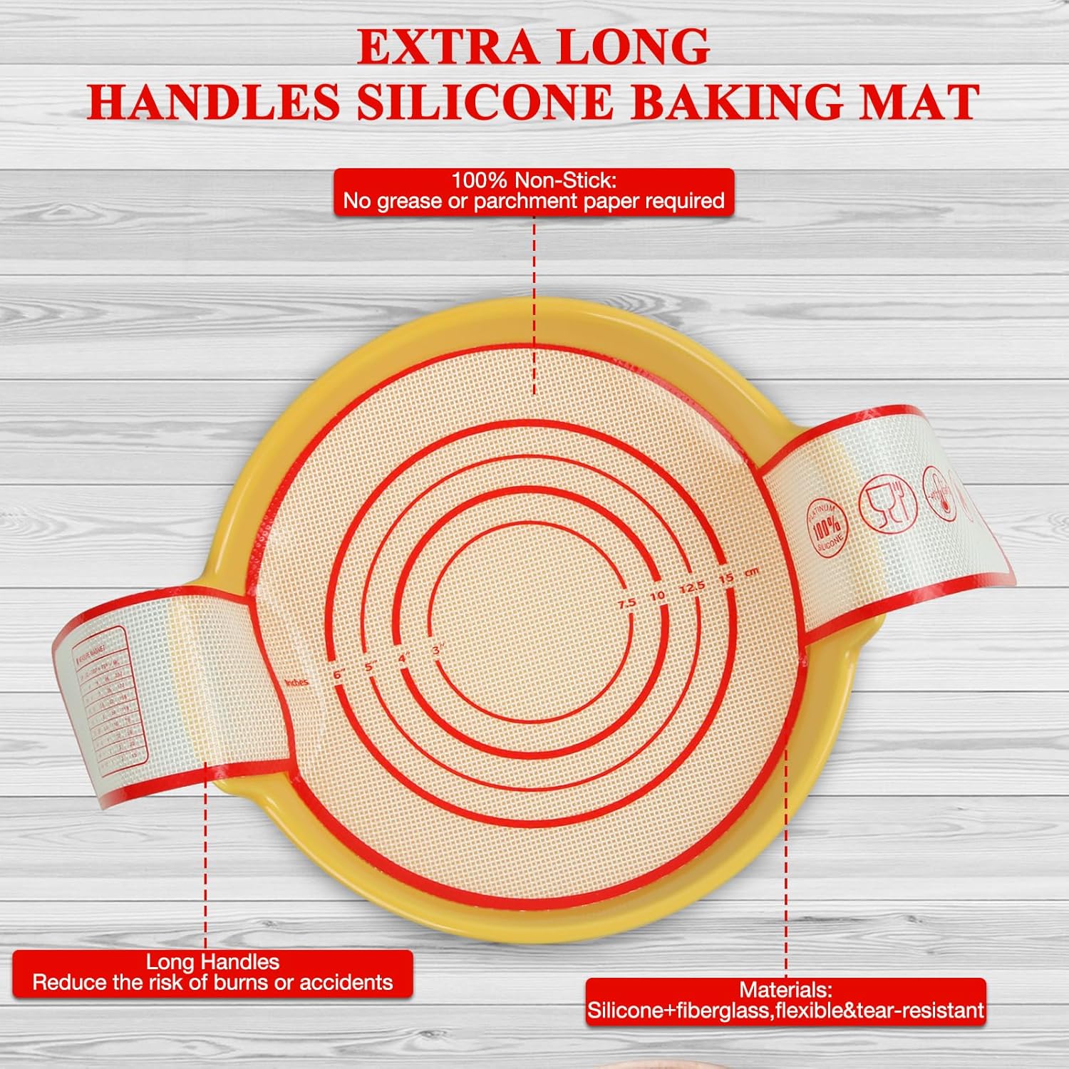 Tapete de silicona para hornear pan holandés, con asas extralargas para pan de masa madre, antiadherente, de silicona, reutilizable, resistente al