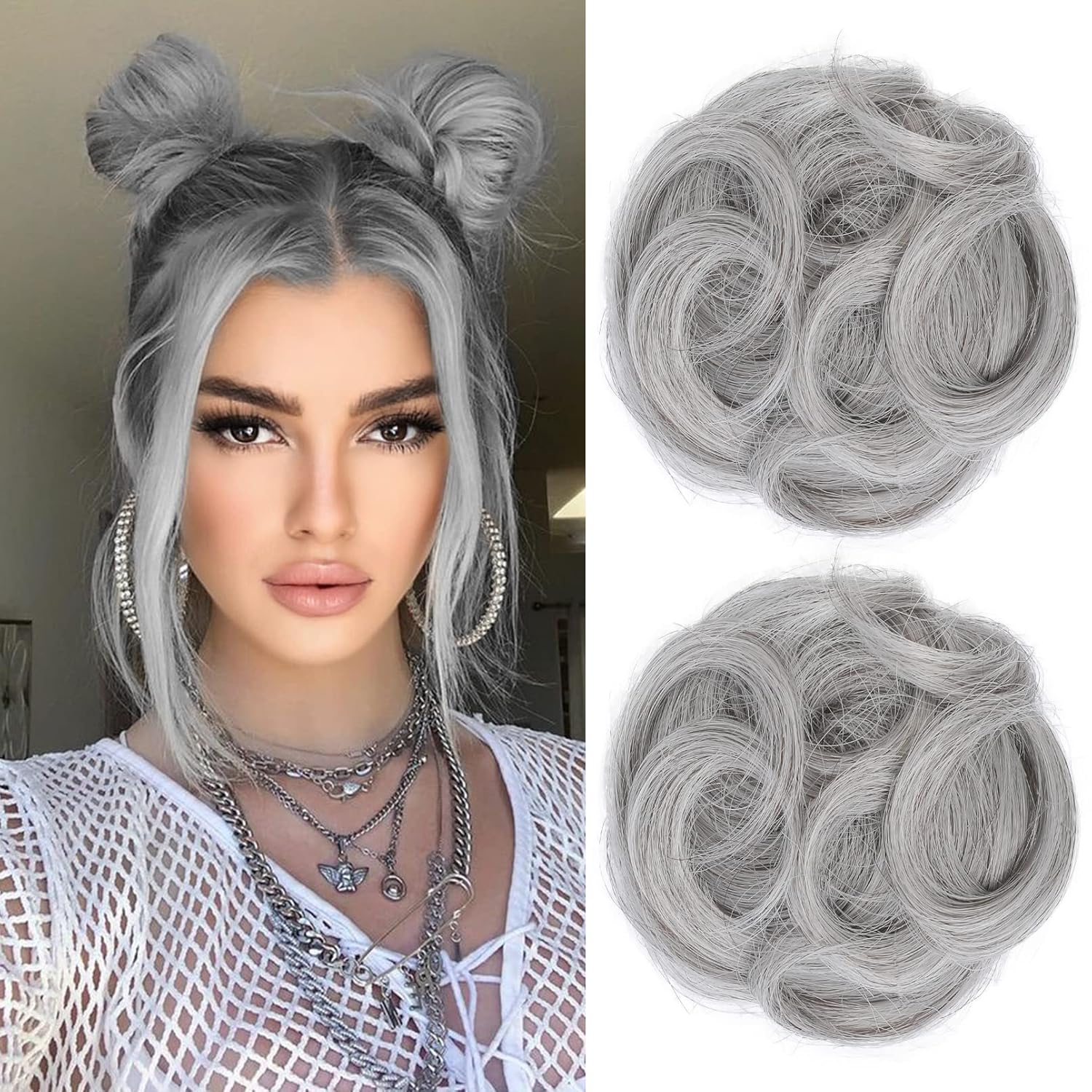 2 extensiones de moño para cabello con clip de pinza de REECHO, accesorio de peluca, extensiones de peinado hacia arriba para mujeres y niñas