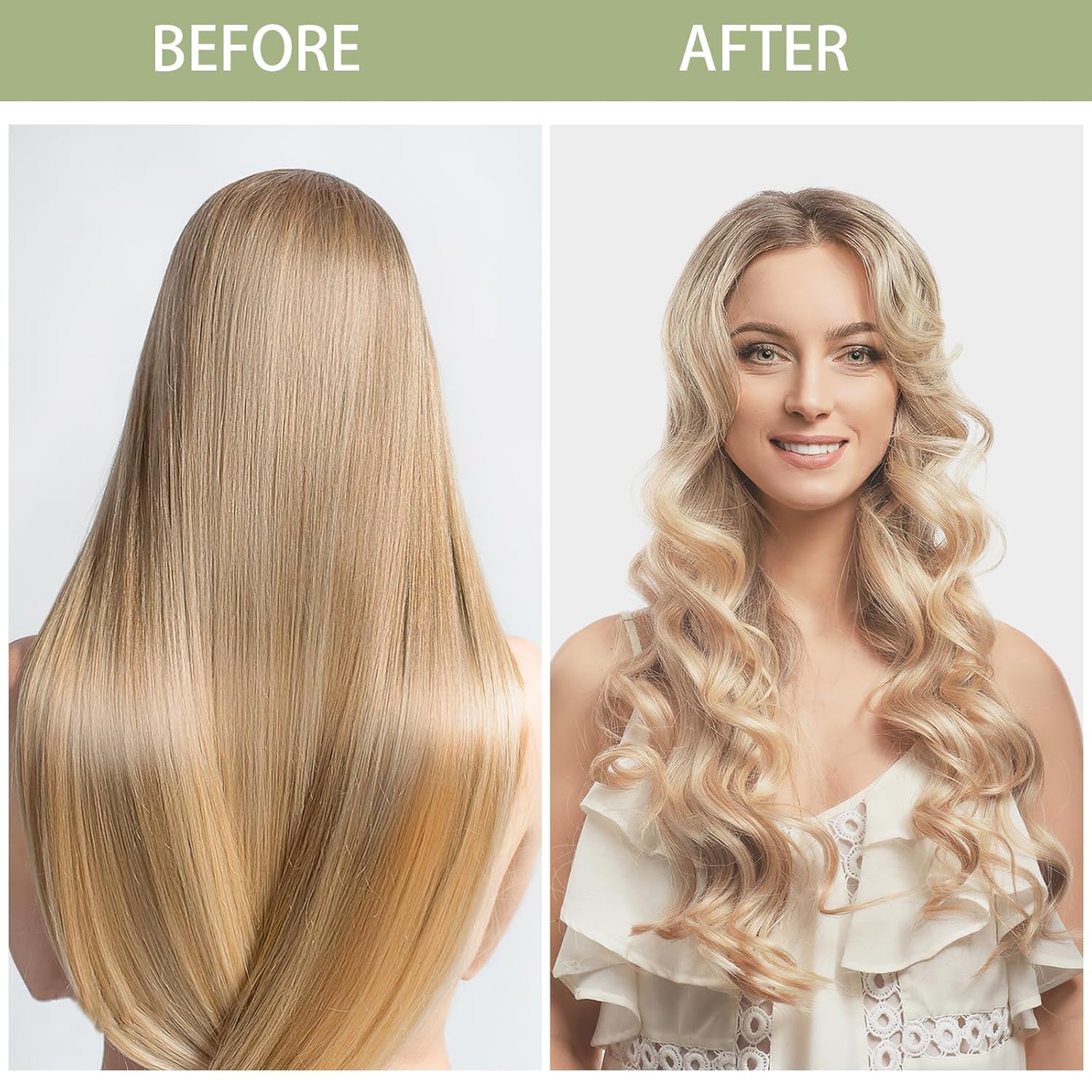 Rizador de pelo sin calor, diadema sin calor para cabello largo, rizadores de pelo sin calor para dormir durante la noche para mujeres, onda suave,