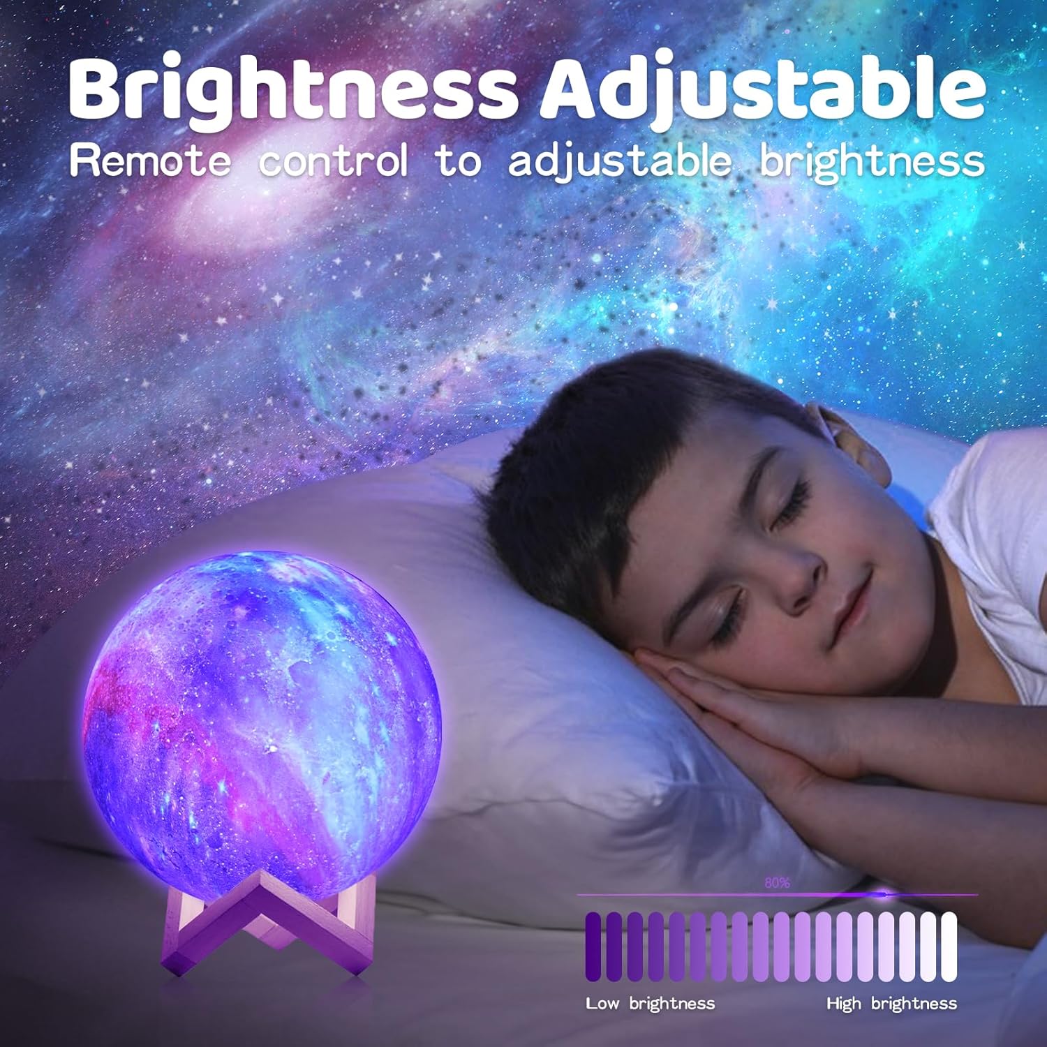 Lámpara de galaxia recargable para adultos y niños de 5.9 pulgadas, luces de luna de galaxia 3D para dormitorio, regalos únicos de Navidad para