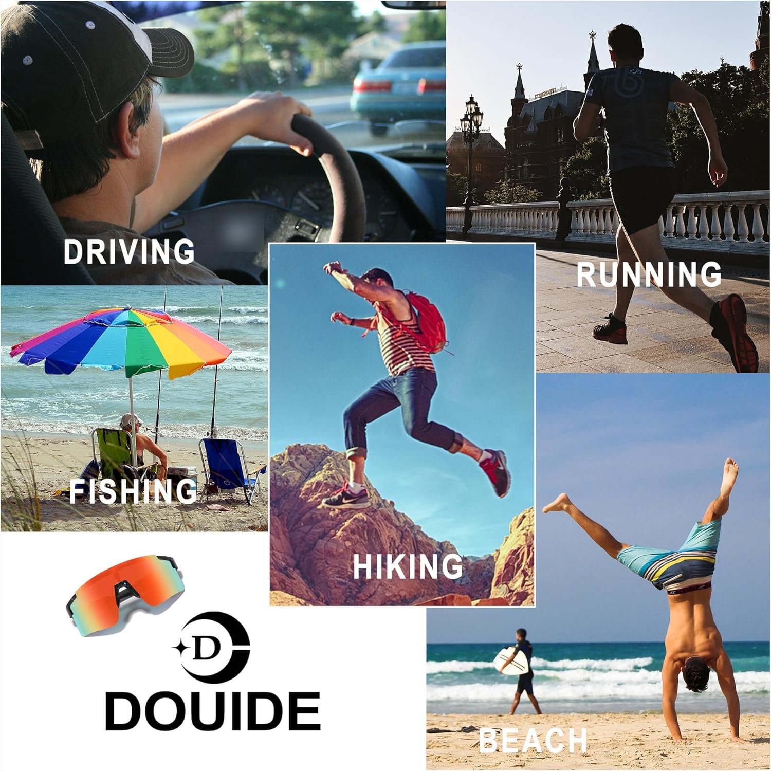 Douide Lentes de sol deportivos elegantes para mujeres, jóvenes y hombres, montura Vipers TR90, ideal para ciclismo, pesca, esquí, béisbol