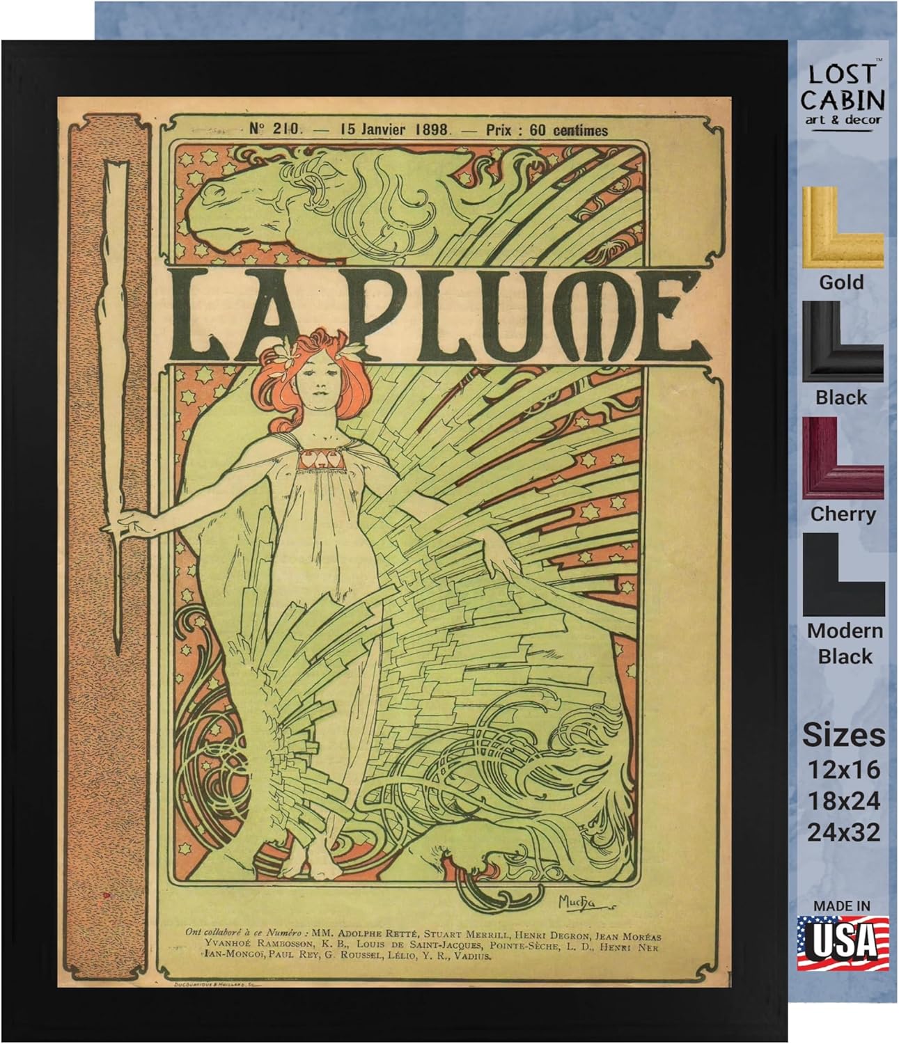Cubierta de cabina perdida compuesta para La Plume por Alphonse Maria Mucha  Impresión sin marco  Reproducción de pinturas de obras de arte finas