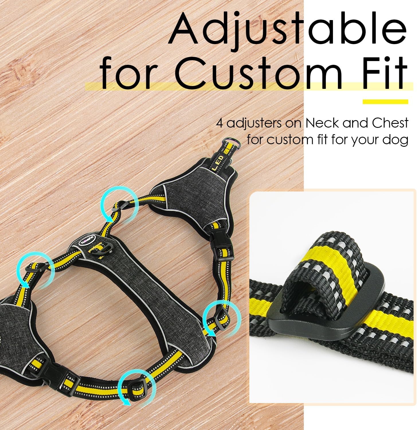ThinkPet Arnés para perro para perros grandes, arnés de chaleco para perro con clip frontal, sin tirones, sin estrangulamiento, a prueba de escape,