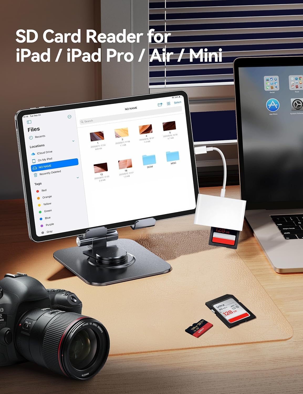 Lector de tarjetas USB C a SD, adaptador de tarjeta SD con puertos USB 3 SD MicroSD, lector de tarjetas de memoria BnmxTek USBC para iPhone 15 Pro