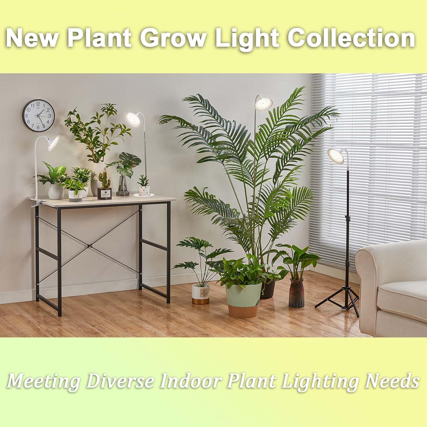 yadoker Luces de cultivo para plantas de interior, luz de crecimiento con clip de espectro completo con temporizador de 8H12H16H, brillo de 10