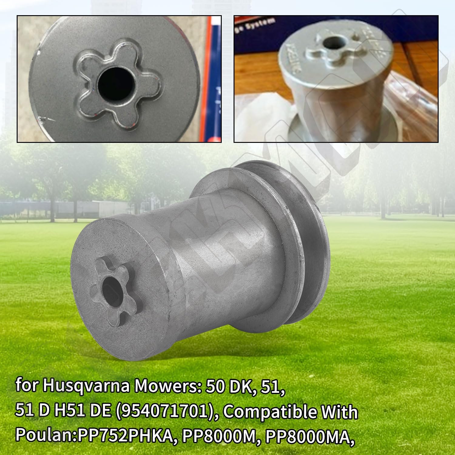 DECKMAN 1 adaptador de hoja 581473301 532421782 y 1 kit de pernos de hoja 532851084 851084 para Husqvarna HU700F, HU725F, HU775H, 421782Poulan